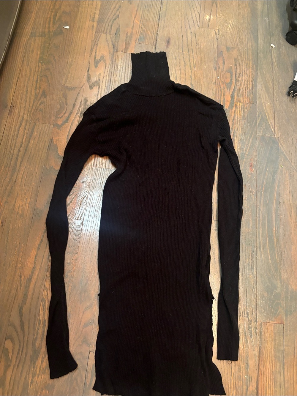 Black Ribbed Turtleneck Sweater Dress